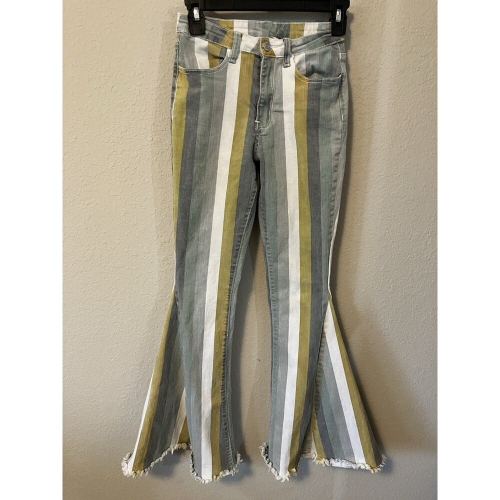 Saints & Hearts Striped Jeans Women’s Size Small Bell Bottom